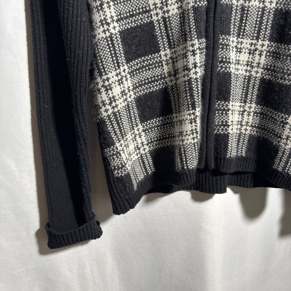 Pendleton Womens Black White Plaid Zip Up Sweater M Silk Angora Cashmere Wool - Picture 4 of 9